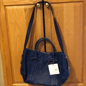 Navy leather satchel